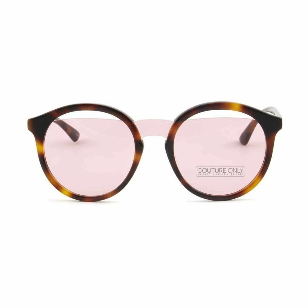 New McQueen Women Pantos Sunglasses Havana Brown Frame Pink Round Non-Polarized
